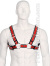 Scottish Zipper Design Leder Harness - Rot/Schwarz 
