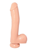 Basix 10 inch Dong Flesh with Suction Cup and Balls 
