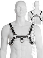 Echtledergeschirr BDSM Top Harness - Schwarz/Wei 