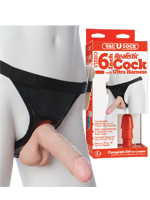 Vac-U-Lock Set - Vibro 6 inch Realistic Cock natur + Harness 